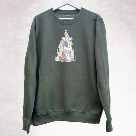 SAMPLE CATS Oversized Sweat EARTH GREEN