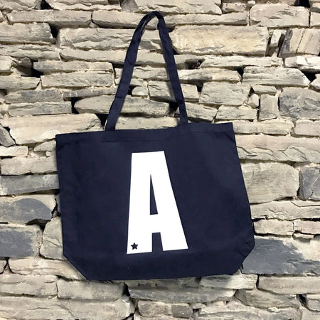 Custom Star Initial Extra Large Canvas Tote