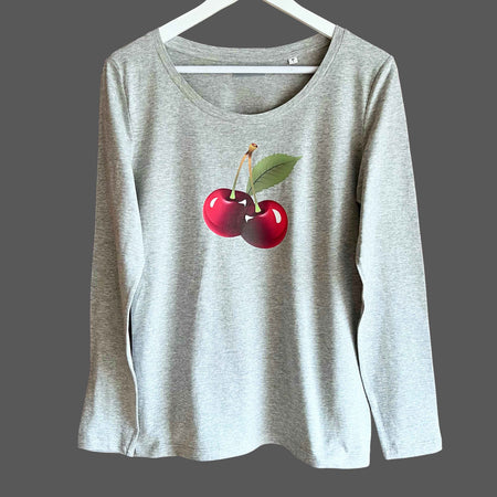 SAMPLE Cherry 100% Organic Cotton Long Sleeved Tee - Grey